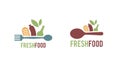 Flat fresh food logo template vector Royalty Free Stock Photo