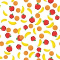 Flat fruits seamless pattern. Royalty Free Stock Photo