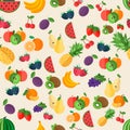 Flat fruits seamless pattern