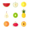 Flat fruits. Vector illustration Royalty Free Stock Photo