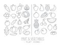 Flat Fruits Vegetables Icons Royalty Free Stock Photo