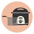 Flat fryer icon, chip pan, deep frying machine Royalty Free Stock Photo