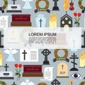 Flat Funeral Colored Icons Seamless Pattern