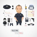 Flat funny charatcer policeman