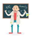 Flat funny vector chemistry teacher vector illustration