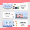 Flat Furniture Horizontal Banners Royalty Free Stock Photo