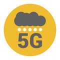 Flat 5g logo with signal dots and cloud