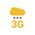 Flat 3g logo with signal strength dots and cloud