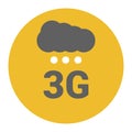 Flat 3g logo with signal strength dots and cloud