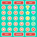 Flat Game UI Icon Set Buttons Royalty Free Stock Photo