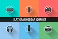Flat Gaming Gear Icon Set Royalty Free Stock Photo