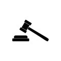 Flat gavel vector isolated on white background. Judgement hammer icon Royalty Free Stock Photo