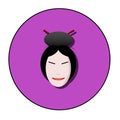 Flat geisha face icon vector logo illustration Royalty Free Stock Photo