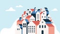 Flat geometric buildings, Minimal city landscape flat style banner.