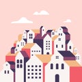 Flat geometric buildings, Minimal city landscape flat style.