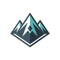 Geometric Mountain Range Logo with Teal and Dark Grey Peaks, Modern Design Royalty Free Stock Photo