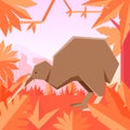 Flat geometric jungle background with Qiwi