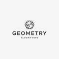 Flat geometry hexagon point straight logo design