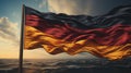 Flat germany flag blowing in the wind, AI generate Royalty Free Stock Photo