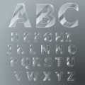 Glass font. Vector Latin alphabet.