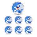 Flat Globe set with EU countries World Map Location Part 2 Royalty Free Stock Photo