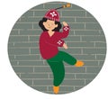 Flat gnaoua character for Moroccan music. Dancer gnaoui greeting card for Festival of Morocco. Royalty Free Stock Photo