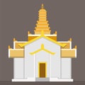 Flat gold Thai temple vector with brown background