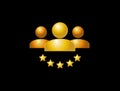 Flat golden icon - five stars people Royalty Free Stock Photo