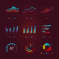 Flat graph and chart vector set Royalty Free Stock Photo