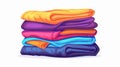 Flat graphic modern illustration of folded clothes stack. Fresh garments stored neatly in a pile. Clothing, t-shirts