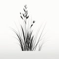 Organic Realism: Silhouette Of Grass In Black On White Background