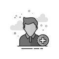 Flat Grayscale Icon - Add friend Royalty Free Stock Photo