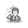 Flat Grayscale Icon - Auctioneer Royalty Free Stock Photo