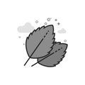 Flat Grayscale Icon - Basil leaf