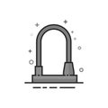 Flat Grayscale Icon - Bicycle lock