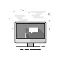 Flat Grayscale Icon - Computer chat Royalty Free Stock Photo