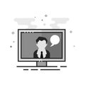 Flat Grayscale Icon - Computer chat Royalty Free Stock Photo