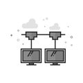 Flat Grayscale Icon - Computer network Royalty Free Stock Photo