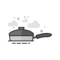 Flat Grayscale Icon - Cooking pan Royalty Free Stock Photo