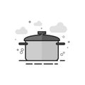 Flat Grayscale Icon - Cooking pan Royalty Free Stock Photo