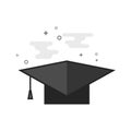Flat Grayscale Icon - Graduation hat Royalty Free Stock Photo