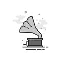 Flat Grayscale Icon - Gramophone Royalty Free Stock Photo