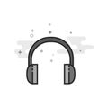 Flat Grayscale Icon - Headset Royalty Free Stock Photo