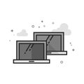 Flat Grayscale Icon - Laptops Royalty Free Stock Photo
