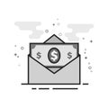 Flat Grayscale Icon - Money envelope