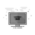Flat Grayscale Icon - Online Education Royalty Free Stock Photo