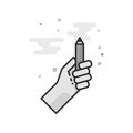 Flat Grayscale Icon - Pencil measure Royalty Free Stock Photo