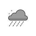 Flat Grayscale Icon - Rain cloud