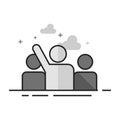 Flat Grayscale Icon - Raise hand Royalty Free Stock Photo