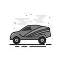 Flat Grayscale Icon - Rally car Royalty Free Stock Photo